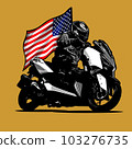 big automatic scooter with american flag background 103276735