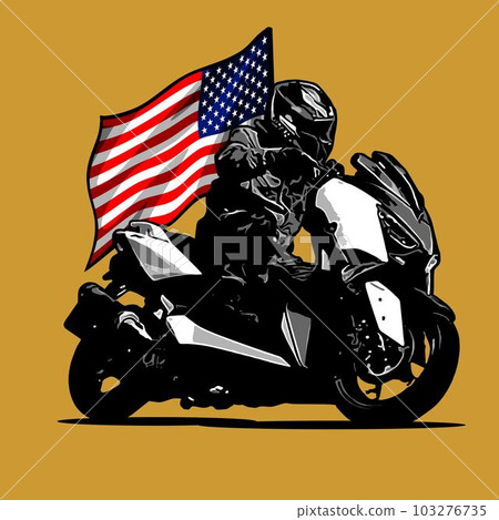 big automatic scooter with american flag background 103276735
