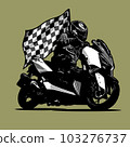 big automatic scooter with checkered flag background 103276737