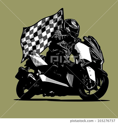 big automatic scooter with checkered flag background big automatic scooter with checkered flag background 103276737