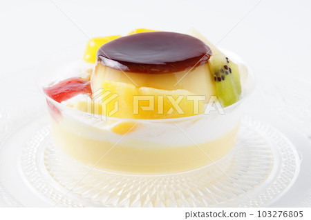Delicious fruit pudding a la mode 103276805
