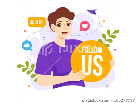 Follow Us and Like Vector Illustration for Internet Advertisement of a Social Media Users Following an Interesting Page in Hand Drawn Templates Follow Us and Like Vector Illustration for Internet Advertisement of a Social Media Users Following an Interesting Page in Hand Drawn Templates 103277737