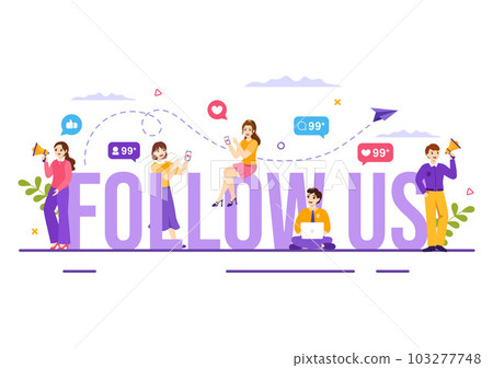 Follow Us and Like Vector Illustration for Internet Advertisement of a Social Media Users Following an Interesting Page in Hand Drawn Templates Follow Us and Like Vector Illustration for Internet Advertisement of a Social Media Users Following an Interesting Page in Hand Drawn Templates 103277748