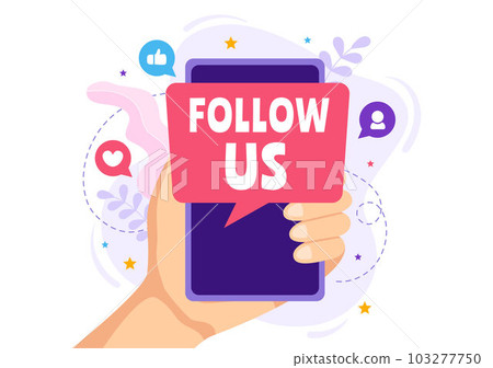 Follow Us and Like Vector Illustration for Internet Advertisement of a Social Media Users Following an Interesting Page in Hand Drawn Templates 103277750