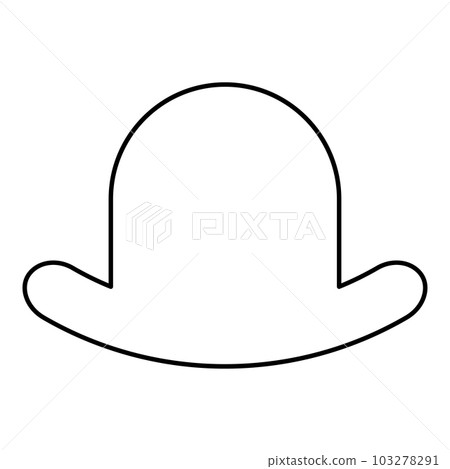 Old hat vintage bowler gentleman headwear male elegant fedora homburg-hat stingy brim top-hat contour outline line icon black color vector illustration image thin flat style Old hat vintage bowler gentleman headwear male elegant fedora homburg-hat stingy brim top-hat contour outline line icon black color vector illustration image thin flat style 103278291