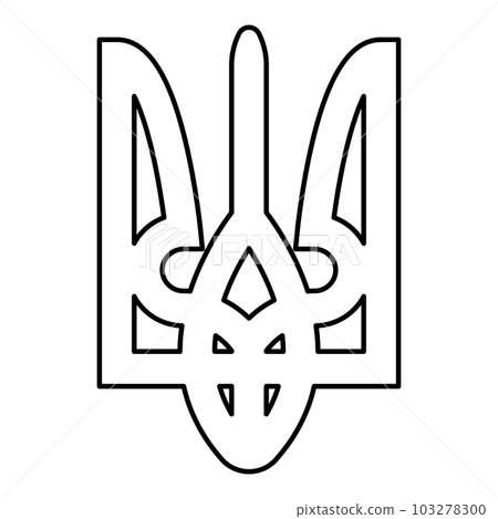 Emblem of Ukraine contour outline line icon black color vector illustration image thin flat style 103278300