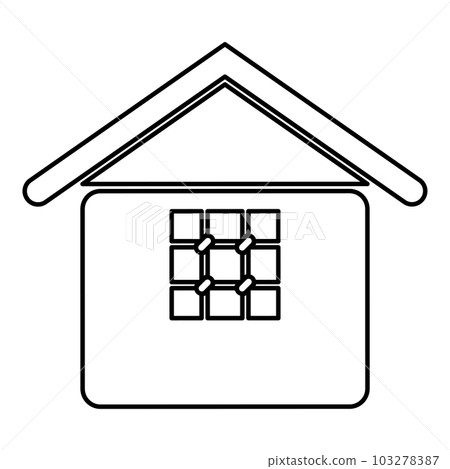 Prison jail gaol House with grate on window citadel home contour outline line icon black color vector illustration image thin flat style 103278387
