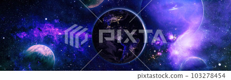 Planet Earth in the Starry Sky. Elements of this image furnished by NASA Planet Earth in the Starry Sky. Elements of this image furnished by NASA 103278454
