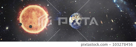 Planet Earth in the Starry Sky. Elements of this image furnished by NASA Planet Earth in the Starry Sky. Elements of this image furnished by NASA 103278456