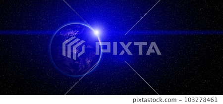 Planet Earth in the Starry Sky. Elements of this image furnished by NASA 103278461