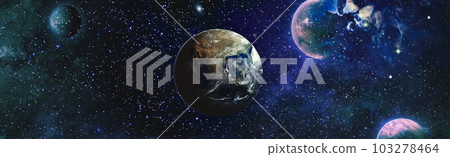 High quality space background. Earth and galaxy. Elements of this image furnished by NASA. 103278464