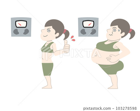 Diet gain weight lose weight woman weight scale set material 103278598