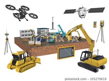 ICT施工 ICT施工設備 ICT施工 ICT土木工程 ICT施工方法（3DCG圖像） 103278619