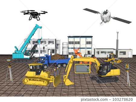ICT construction ICT construction equipment ICT construction ICT civil engineering ICT construction method (3DCG image) Wires on the ground 103278620