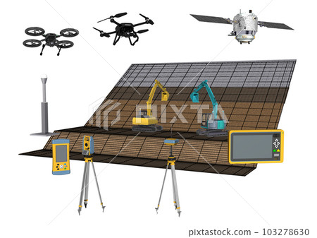 ICT construction ICT construction equipment ICT construction ICT civil engineering ICT construction method (3DCG image) Wires on the ground 103278630