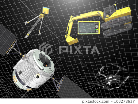 ICT construction ICT construction equipment ICT construction ICT civil engineering ICT construction method (3DCG image) wireframe 103278637