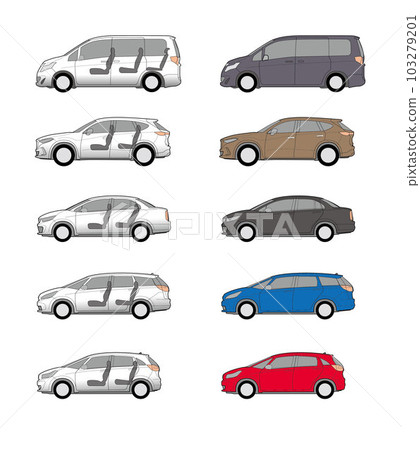 沒有製造商的汽車側視圖-乘用車組 沒有製造商的汽車側視圖-乘用車組 103279201