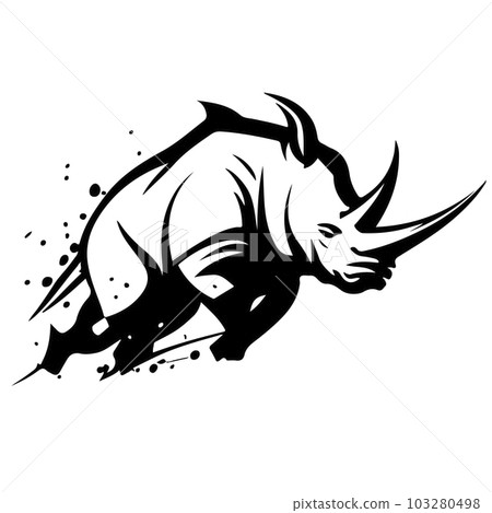Rhino logo template. Endangered African Rhinoceros silhouette icon. Horned animal symbol. Vector illustration. Rhino logo template. Endangered African Rhinoceros silhouette icon. Horned animal symbol. Vector illustration. 103280498