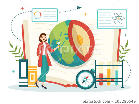 Geologist Vector Illustration with Soil Analysis and Features of the Earth for Science, Research or Expedition in Flat Cartoon Hand Drawn Templates 103280549