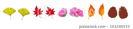 Autumn illustration material set line 103280553