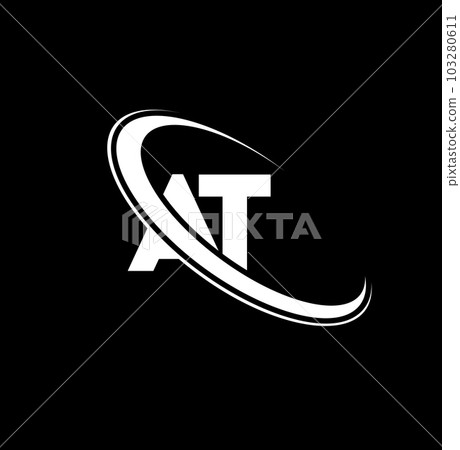 AT logo. A T design. White AT letter. AT/A T... - Stock Illustration ...