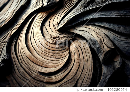 Wood larch texture of cut tree trunk, close-up. Wooden pattern 103280954