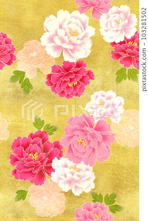Japanese-style peony flower gold leaf background 103281502