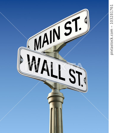 Retro street sign with Wall street and Main street  103281761