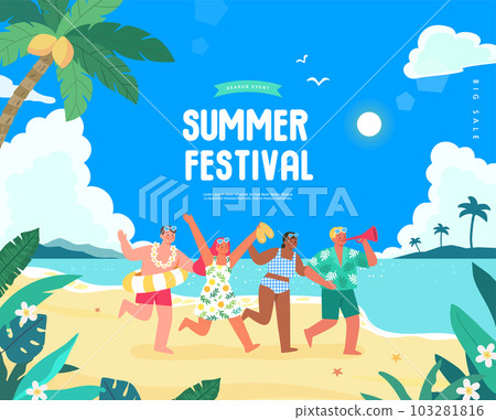 summer holidays vacation Web Banner illustration 103281816