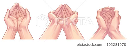 The shape of a hand scooping with both hands 103281978