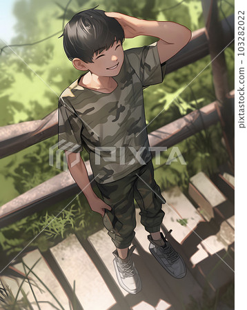 穿迷彩圖案衣服的男孩(生成 AI) 穿迷彩圖案衣服的男孩(生成 AI) 103282022