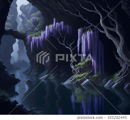 紫藤花和河流 103282445