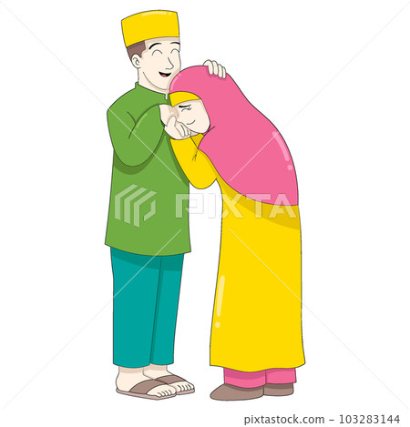 Islamic tradition of wife kissing husband's hand to forgive each other 103283144