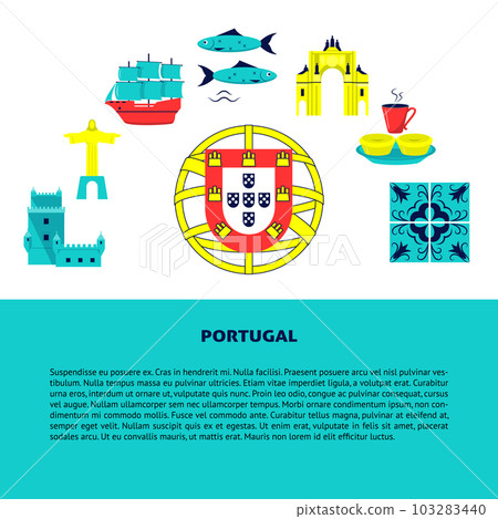 Portugal concept banner with icons in flat style Portugal concept banner with icons in flat style 103283440