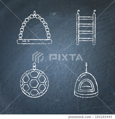 Chalkboard set of accessories for bird in cage 103283445