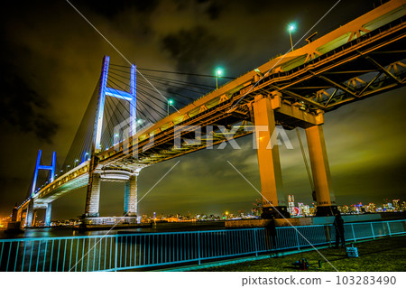 Yokohama Bay Bridge at night (taken from Daikoku Pier) Yokohama Bay Bridge at night (taken from Daikoku Pier) 103283490
