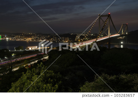 從和布狩公園第 2 展望台眺望的關門海峽夜景 103283657