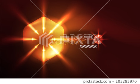 Glowing neon hexagons in dark space. Digital technology cyberspace hi-tech techno abstract background template 103283970