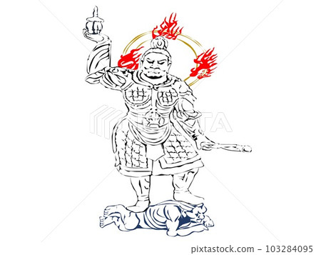 Tamonten: One corner of the Four Heavenly Kings_Guardian deity of the north_Also known as Bishamonten. I listen to a lot of Buddhist teachings. Standing on top of evil spirits wearing armor 103284095