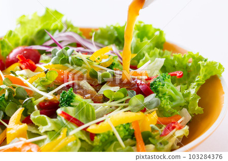 Vegetable salad with Japanese dressing Vegetable salad with Japanese dressing 103284376