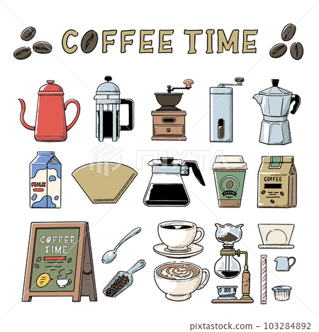 插圖集的咖啡設備 103284892