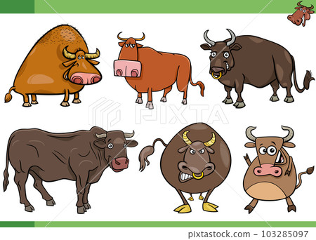 cartoon bulls farm animals comic characters set cartoon bulls farm animals comic characters set 103285097