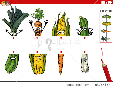 match halves activity with cartoon vegetables pictures 103285132