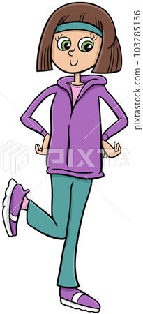 funny teen girl character cartoon illustration 103285136