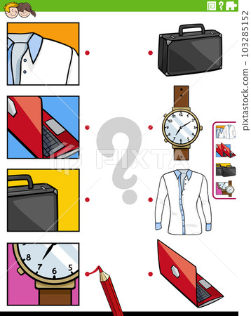 match cartoon objects and clippings educational activity 103285152