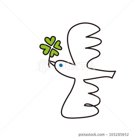 A white dove holding a four-leaf clover in its mouth A white dove holding a four-leaf clover in its mouth 103285652
