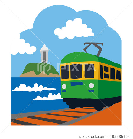 Enoden and Enoshima Simple hand-drawn illustrations Enoden and Enoshima Simple hand-drawn illustrations 103286104