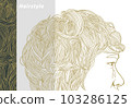 Fashionable hair of perm Asian men_profile for advertisement (line drawing/pattern) <vector> 103286125