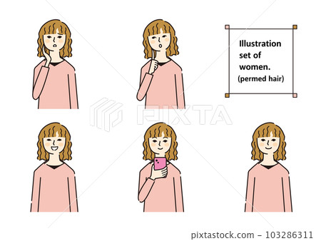 Female material facial expression permed hair Female material facial expression permed hair 103286311