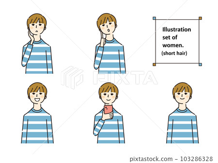 Female material expression short hair Female material expression short hair 103286328